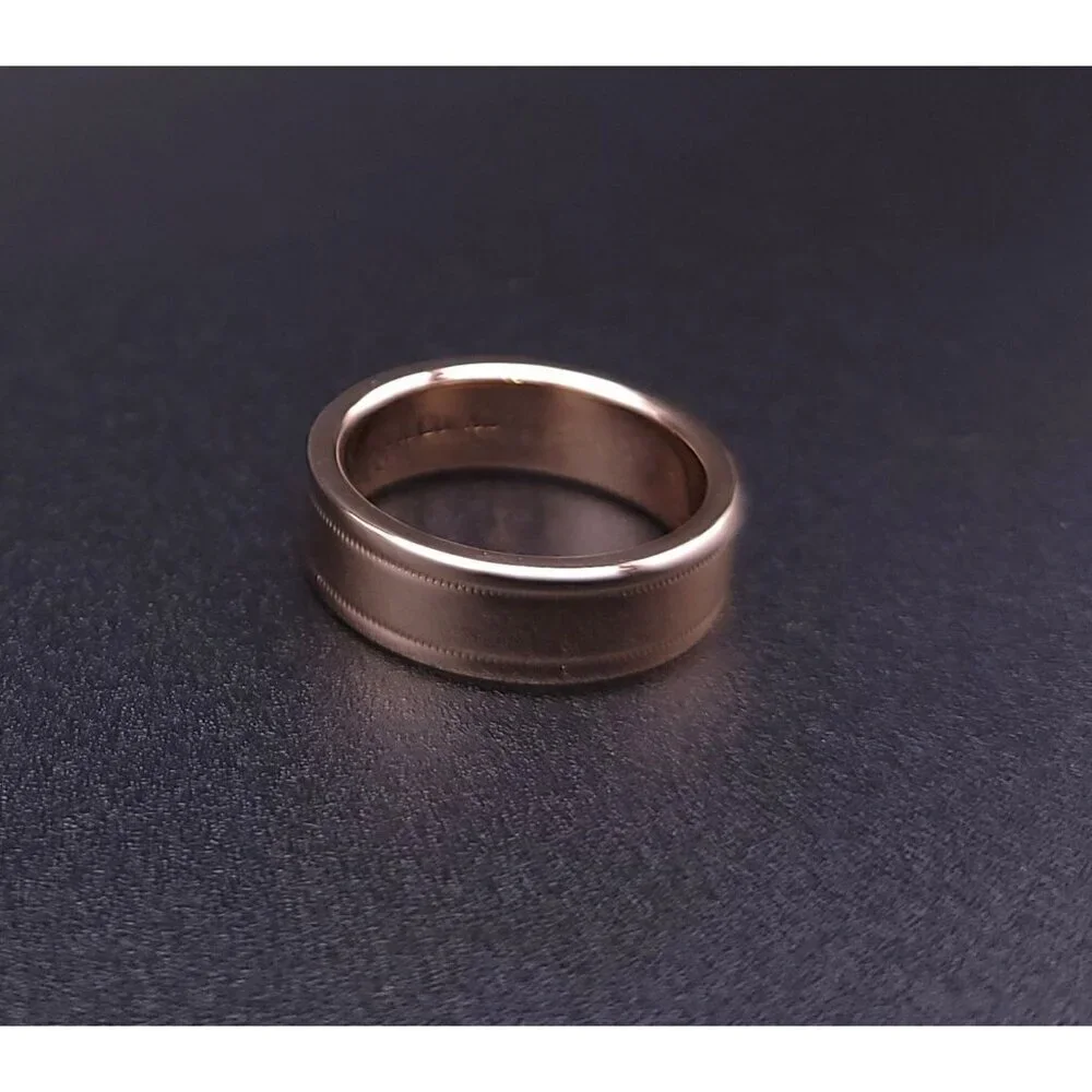 Tiffany & Co 18kt Rose Gold Together Double Milgrain 6mm Wedding Band Size 6.5 - Picture 4 of 15